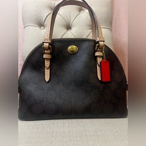 Coach Dark Brown and Tan Shoulder Bag
